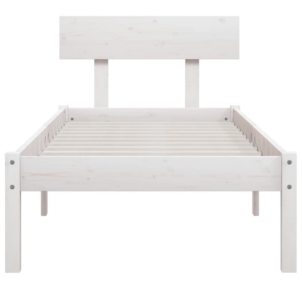 sengestel 100x200 cm massivt fyrretræ hvid