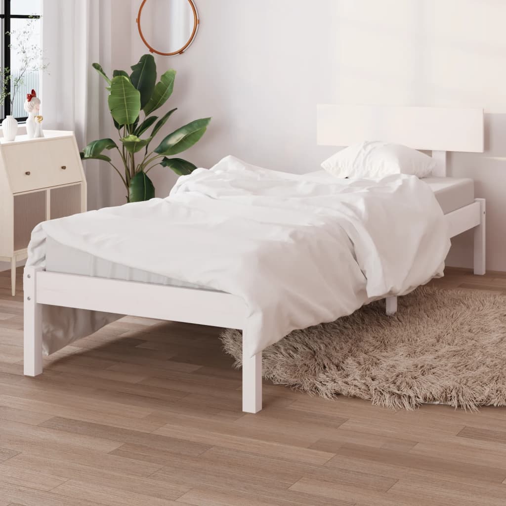 sengestel 100x200 cm massivt fyrretræ hvid