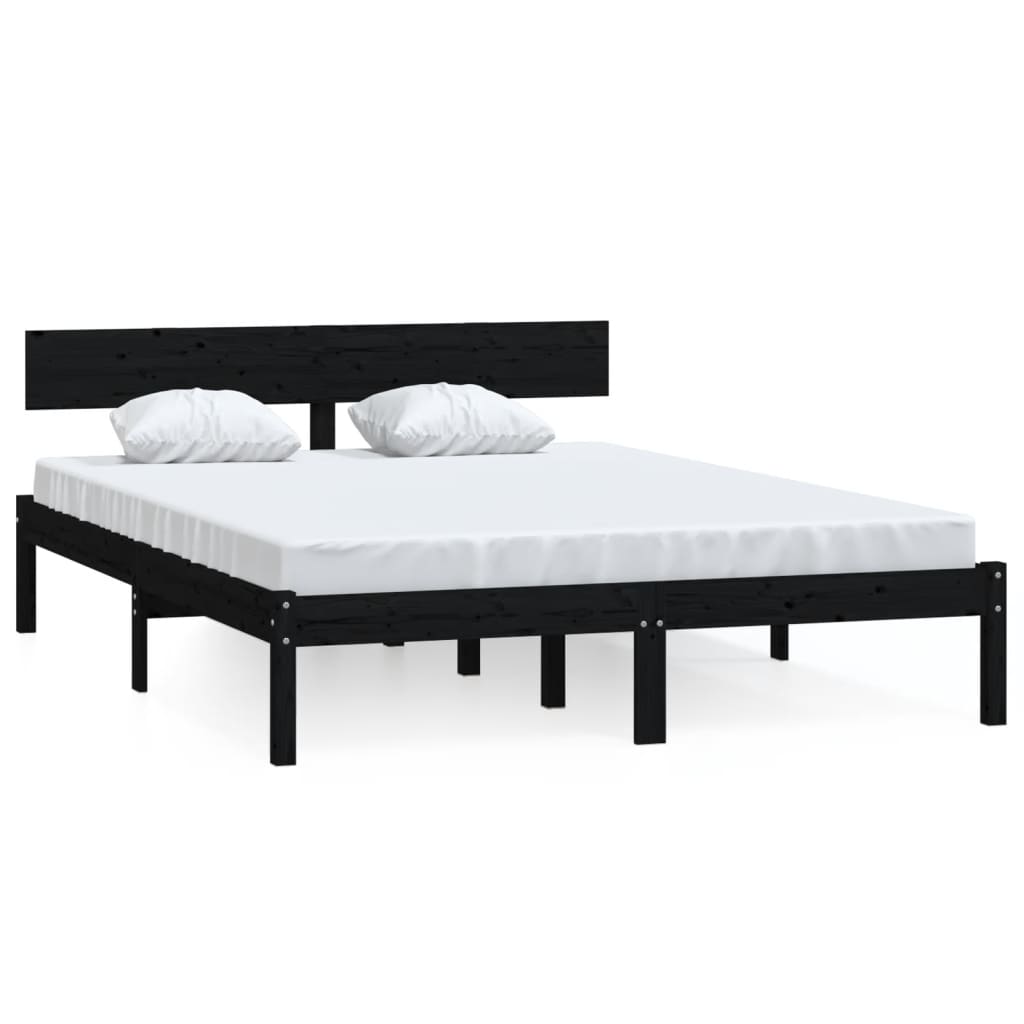 sengeramme 120x200 cm massivt fyrretræ sort