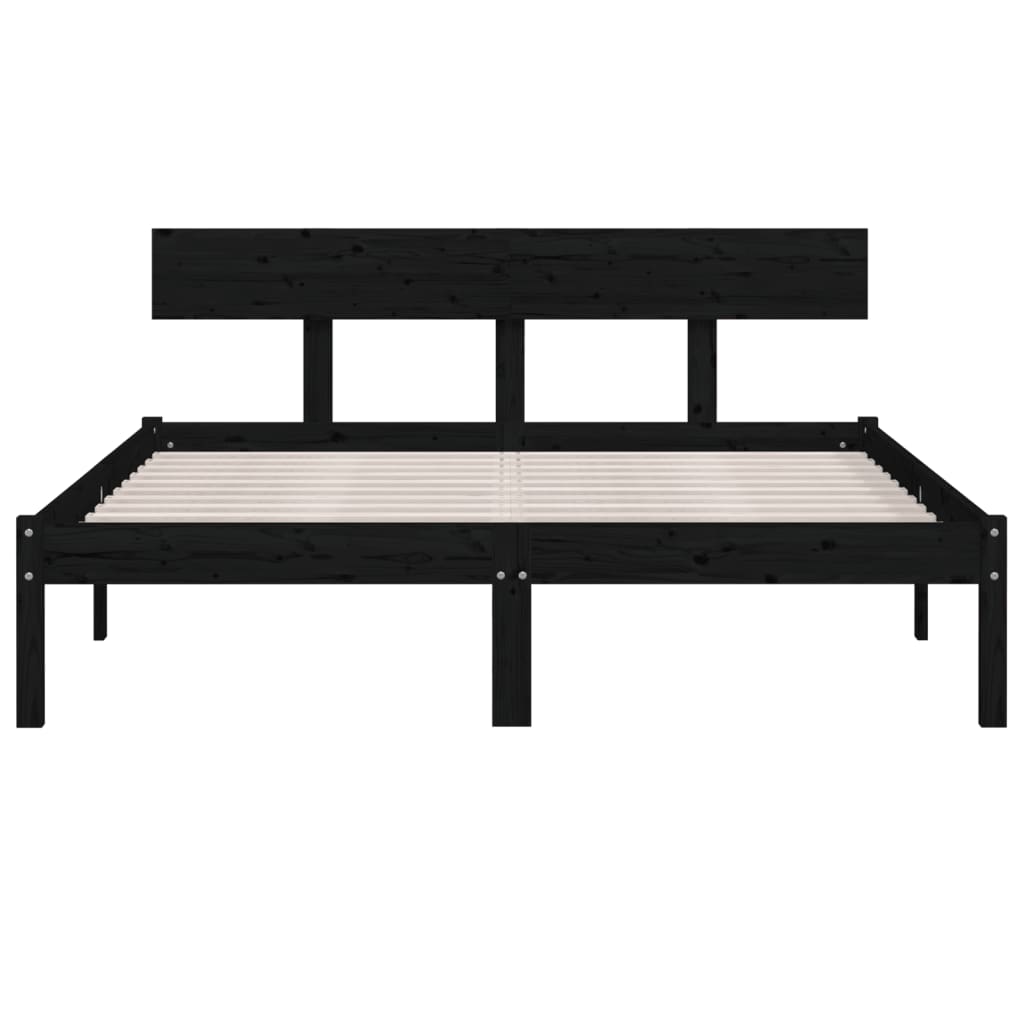 sengeramme 120x200 cm massivt fyrretræ sort