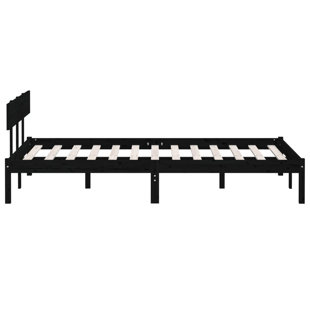sengeramme 140x200 cm massivt fyrretræ sort