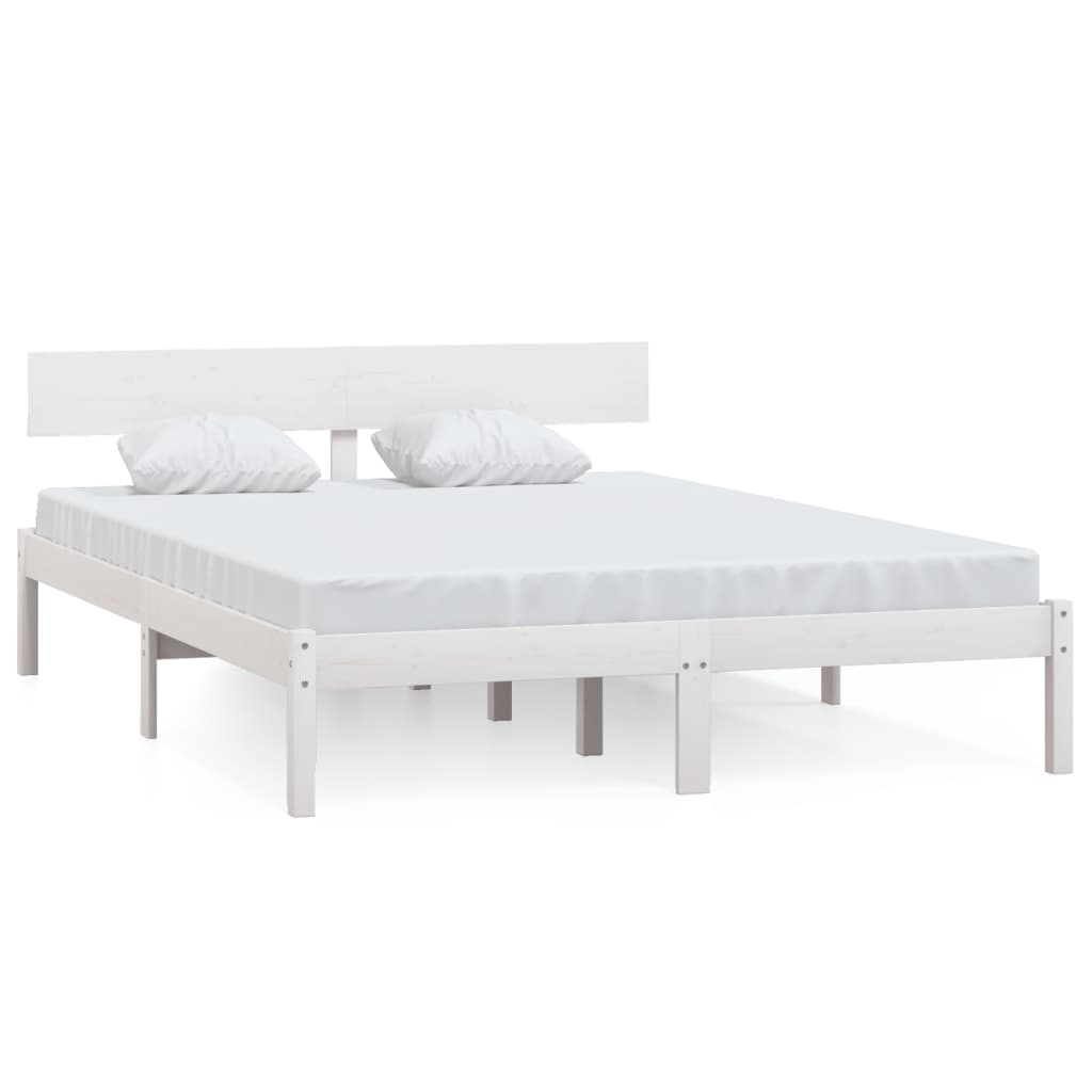 sengeramme 150x200 cm King Size massivt fyrretræ hvid