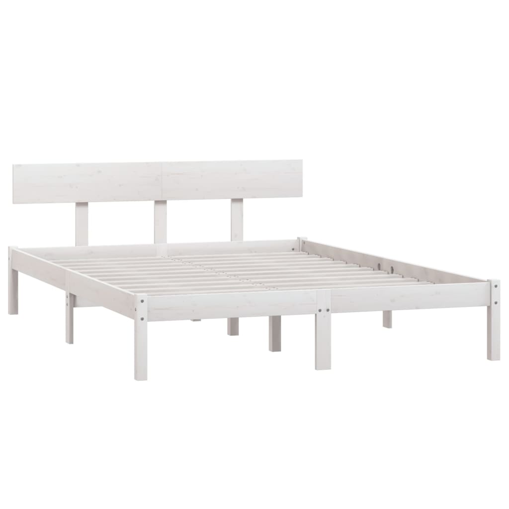 sengeramme 150x200 cm King Size massivt fyrretræ hvid