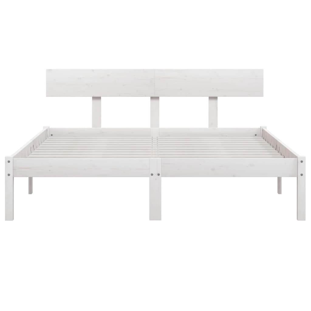 sengeramme 150x200 cm King Size massivt fyrretræ hvid