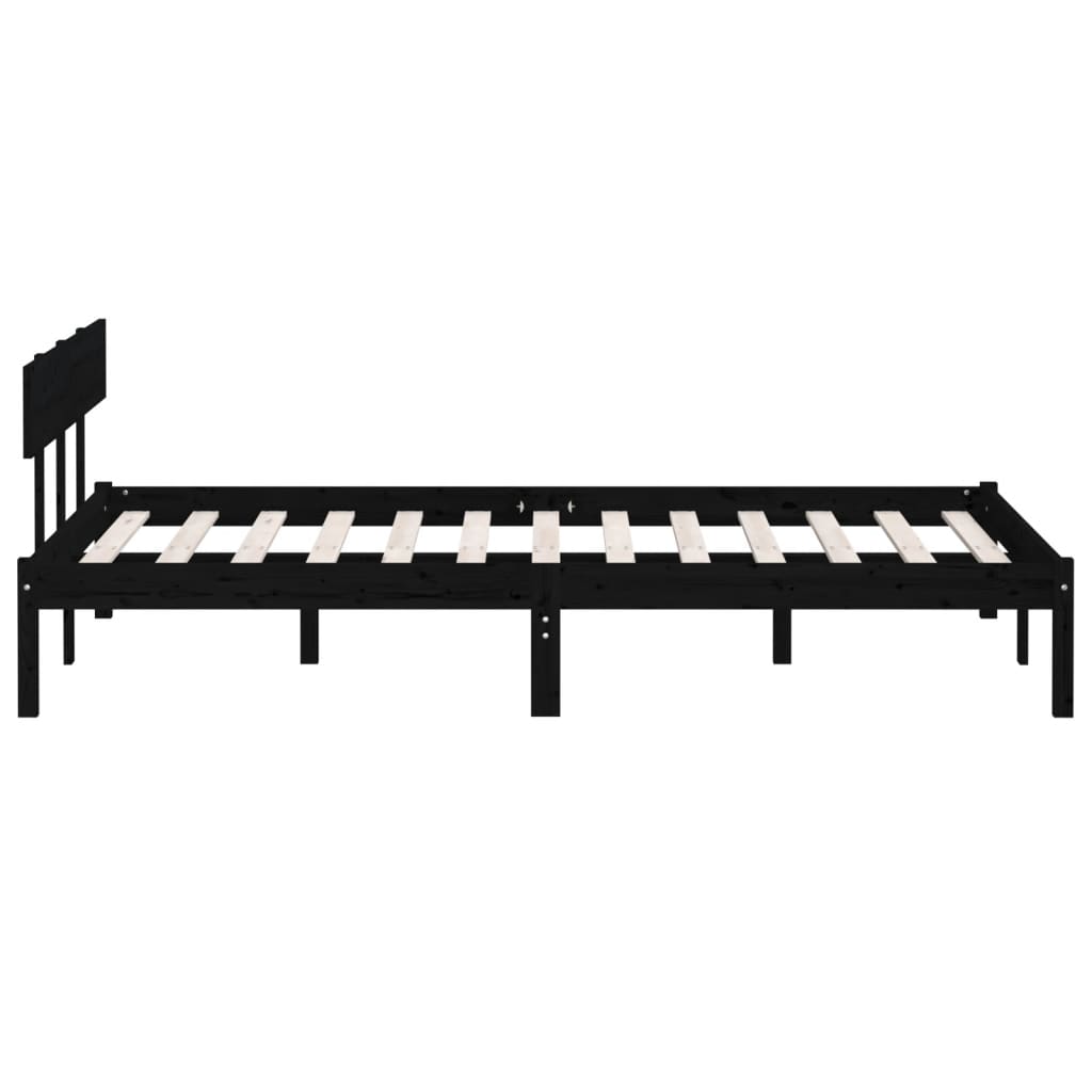 sengeramme 150x200 cm King Size massivt fyrretræ sort