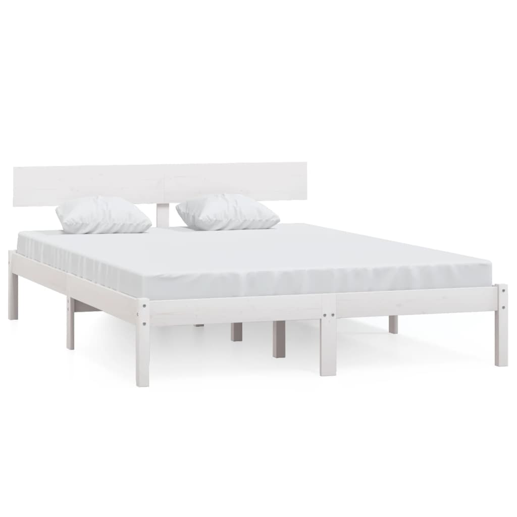 sengeramme 160x200 cm massivt fyrretræ hvid
