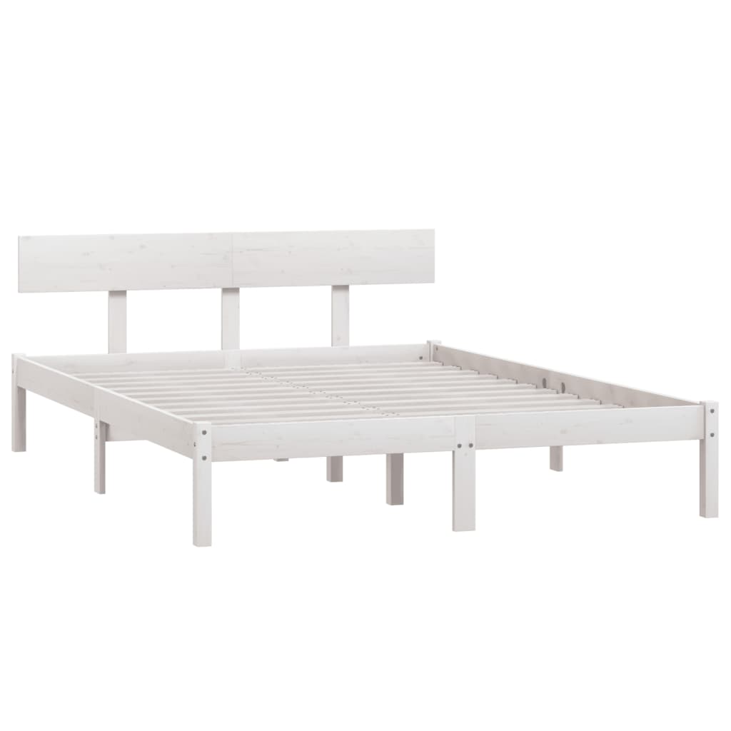 sengeramme 160x200 cm massivt fyrretræ hvid