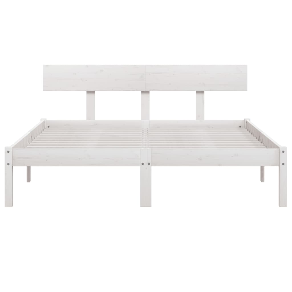 sengeramme 160x200 cm massivt fyrretræ hvid