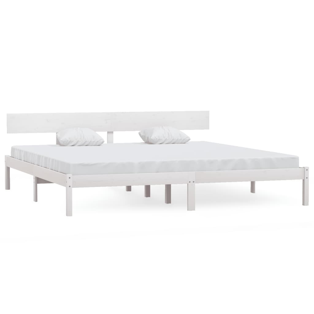 sengeramme 180x200 cm Super King massivt fyrretræ hvid