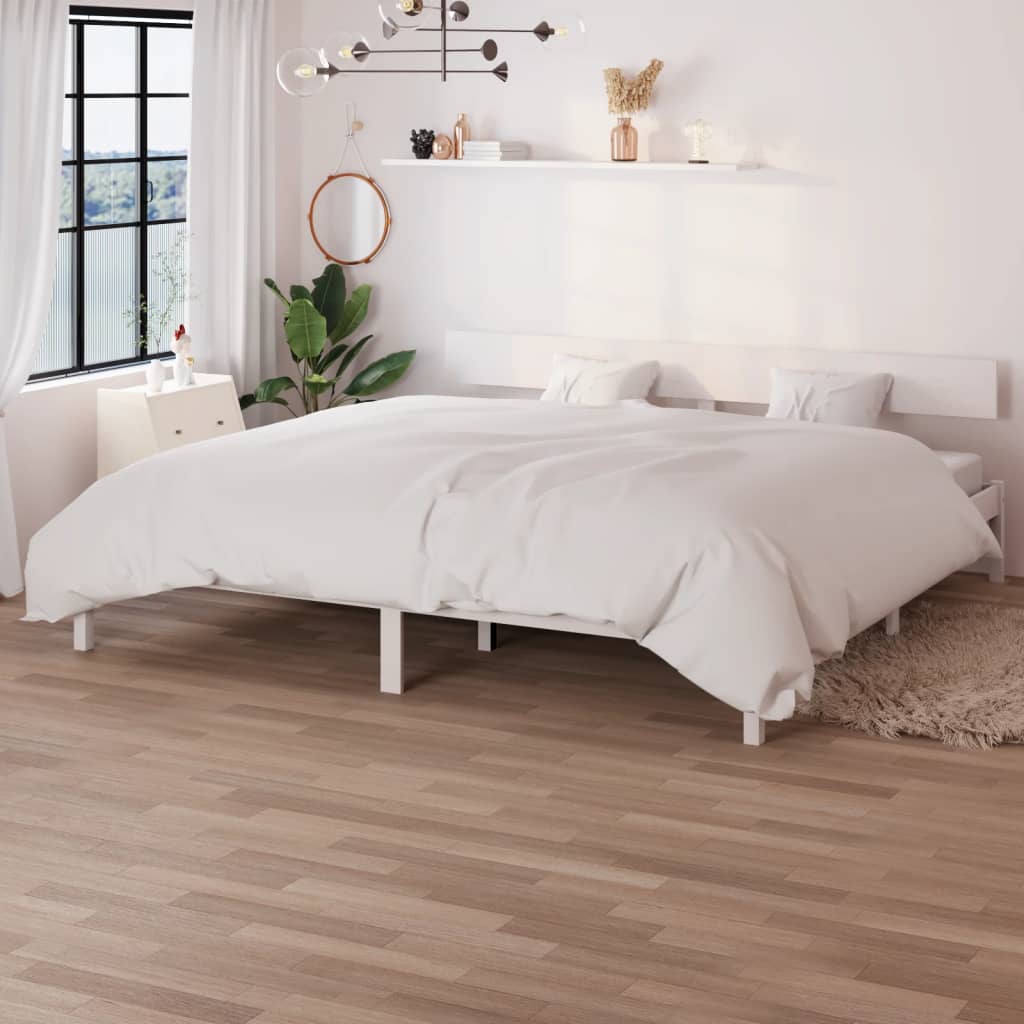 sengeramme 180x200 cm Super King massivt fyrretræ hvid