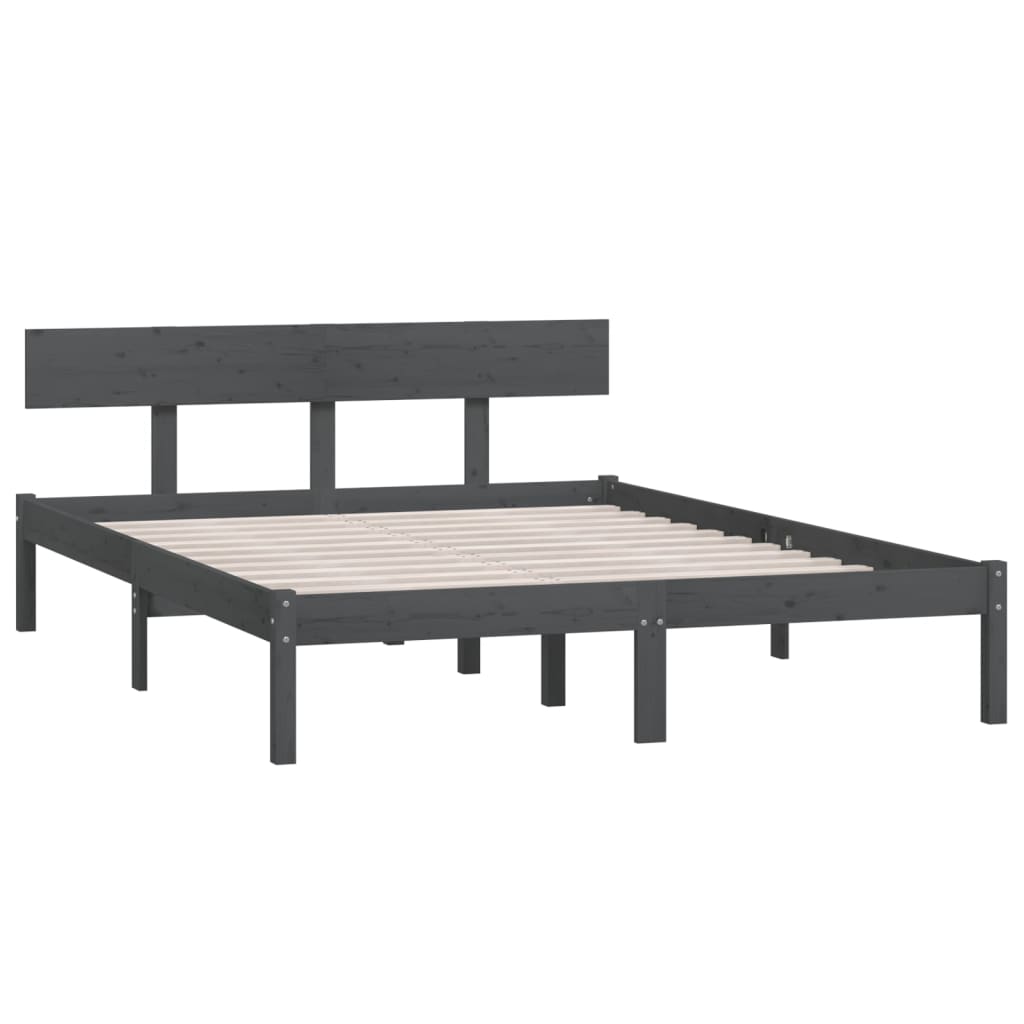sengeramme 200x200 cm massivt fyrretræ grå