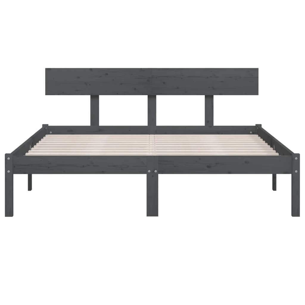 sengeramme 200x200 cm massivt fyrretræ grå