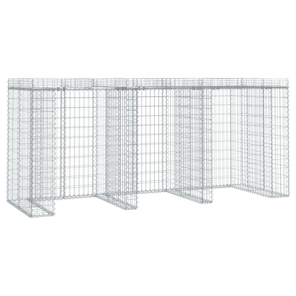 gabionvæg til skraldespand 270x91x120 cm galvaniseret jern