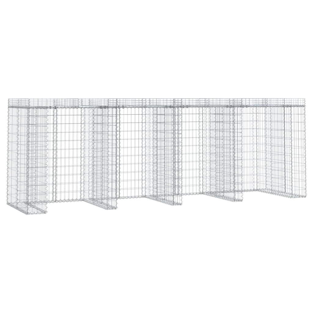 gabionvæg til skraldespand 350x91x120 cm galvaniseret jern