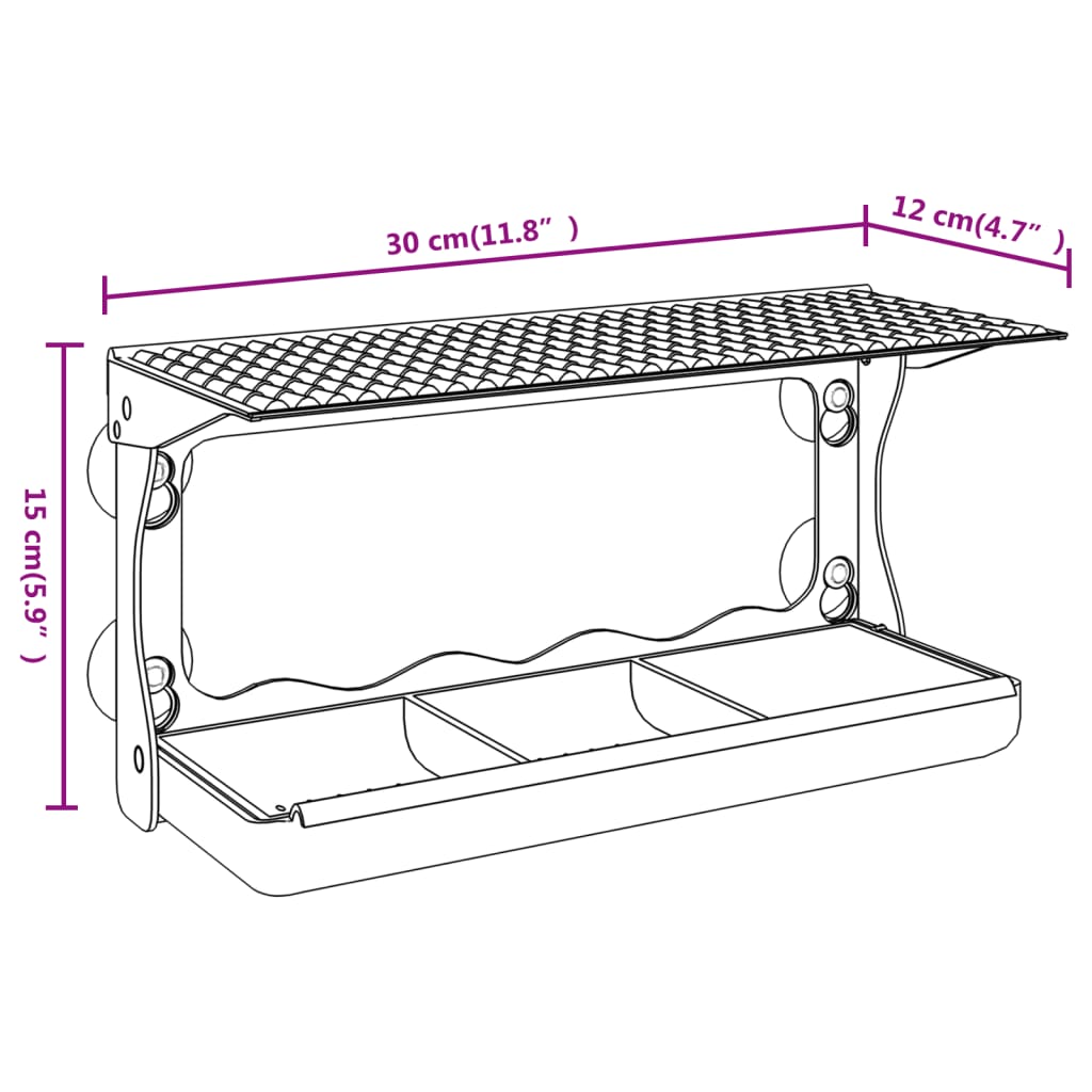 foderautomater til vindue 2 stk. 30x12x15 cm akryl
