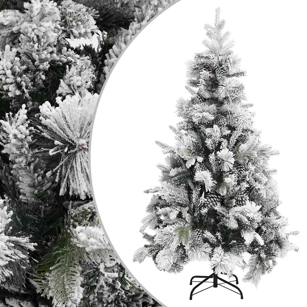 juletræ med puddersne og grankogler 195 cm PVC & PE