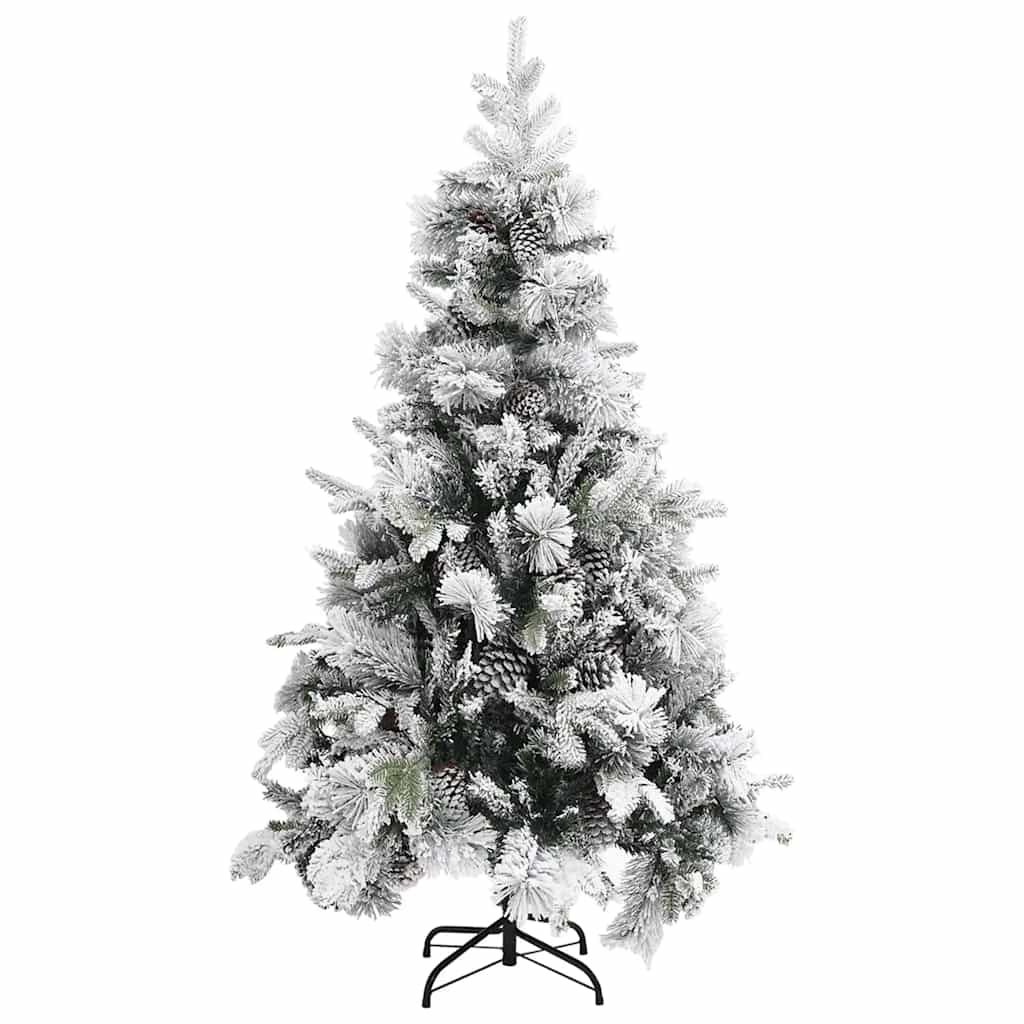 juletræ med puddersne og grankogler 195 cm PVC & PE