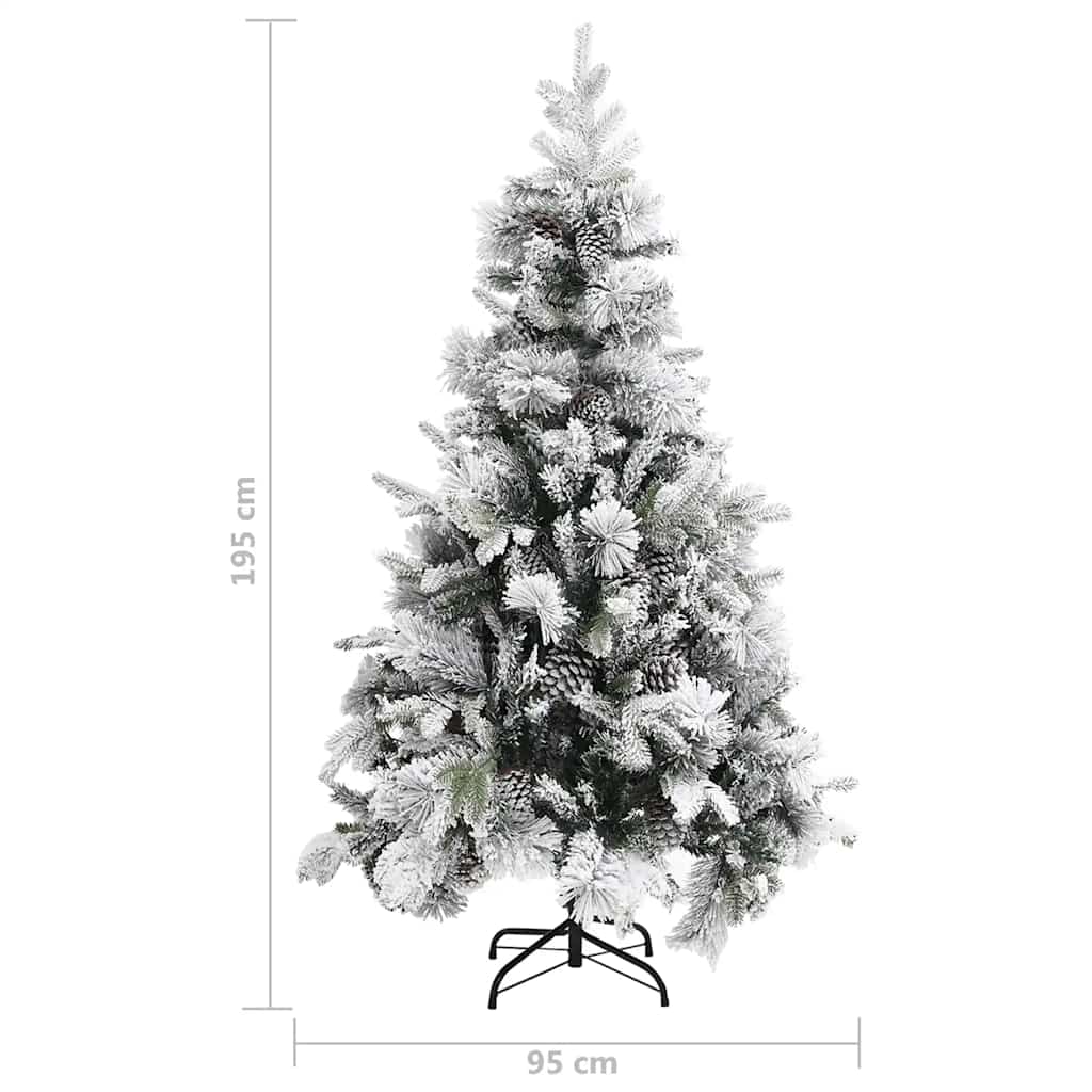 juletræ med puddersne og grankogler 195 cm PVC & PE