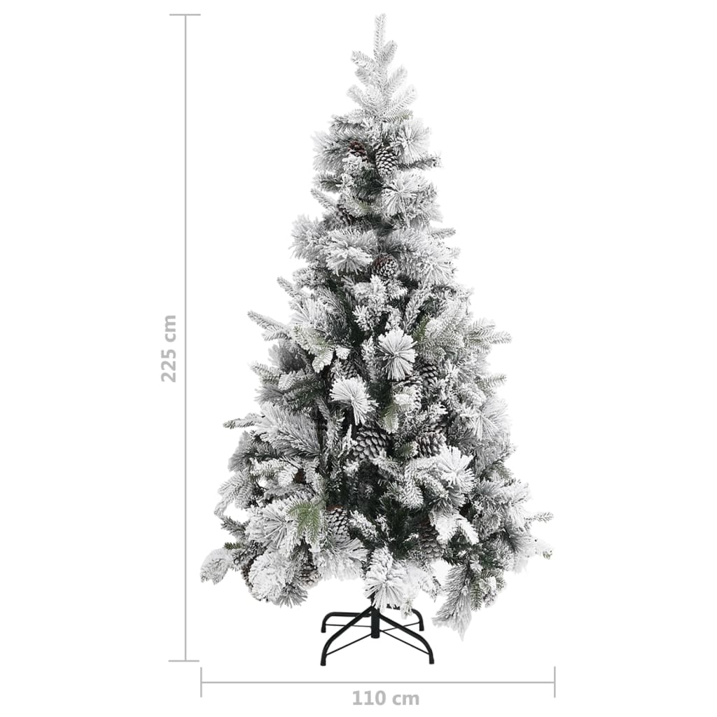juletræ med puddersne og grankogler 225 cm PVC & PE