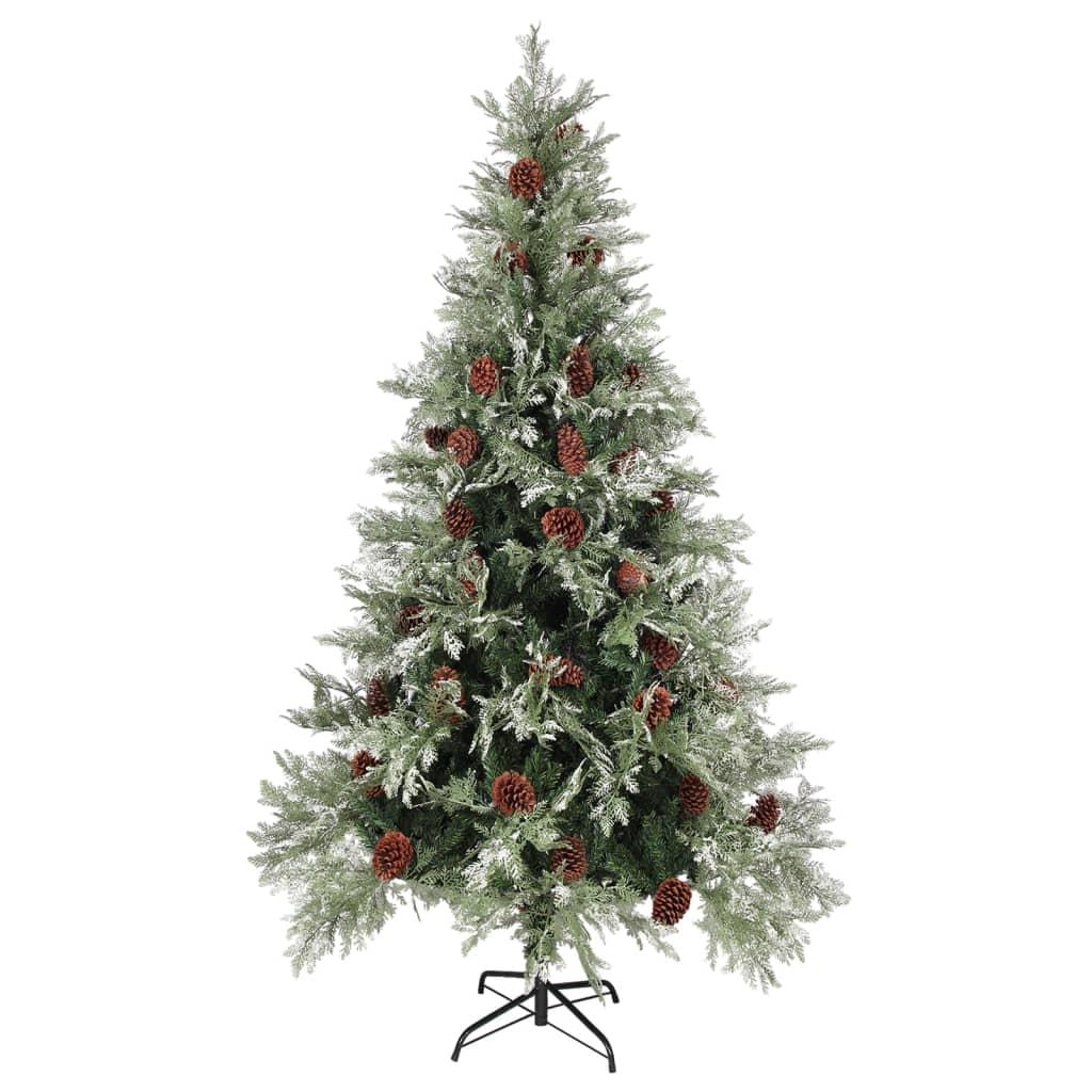 juletræ med grankogler 195 cm PVC & PE grøn og hvid