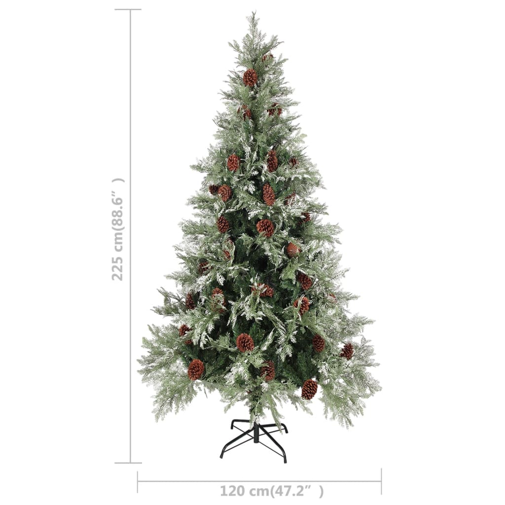 juletræ med grankogler 225 cm PVC & PE grøn og hvid