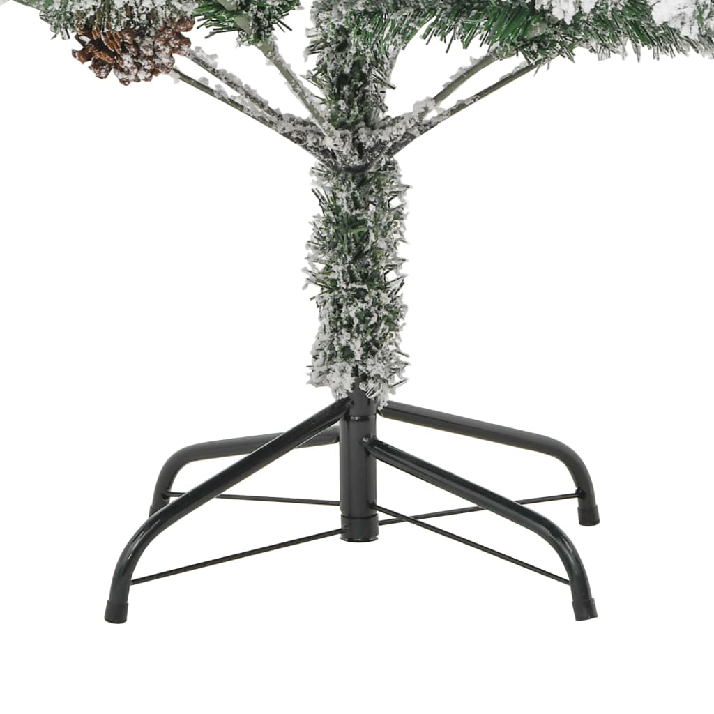 juletræ med sne + lys og grankogler 225 cm PVC og PE