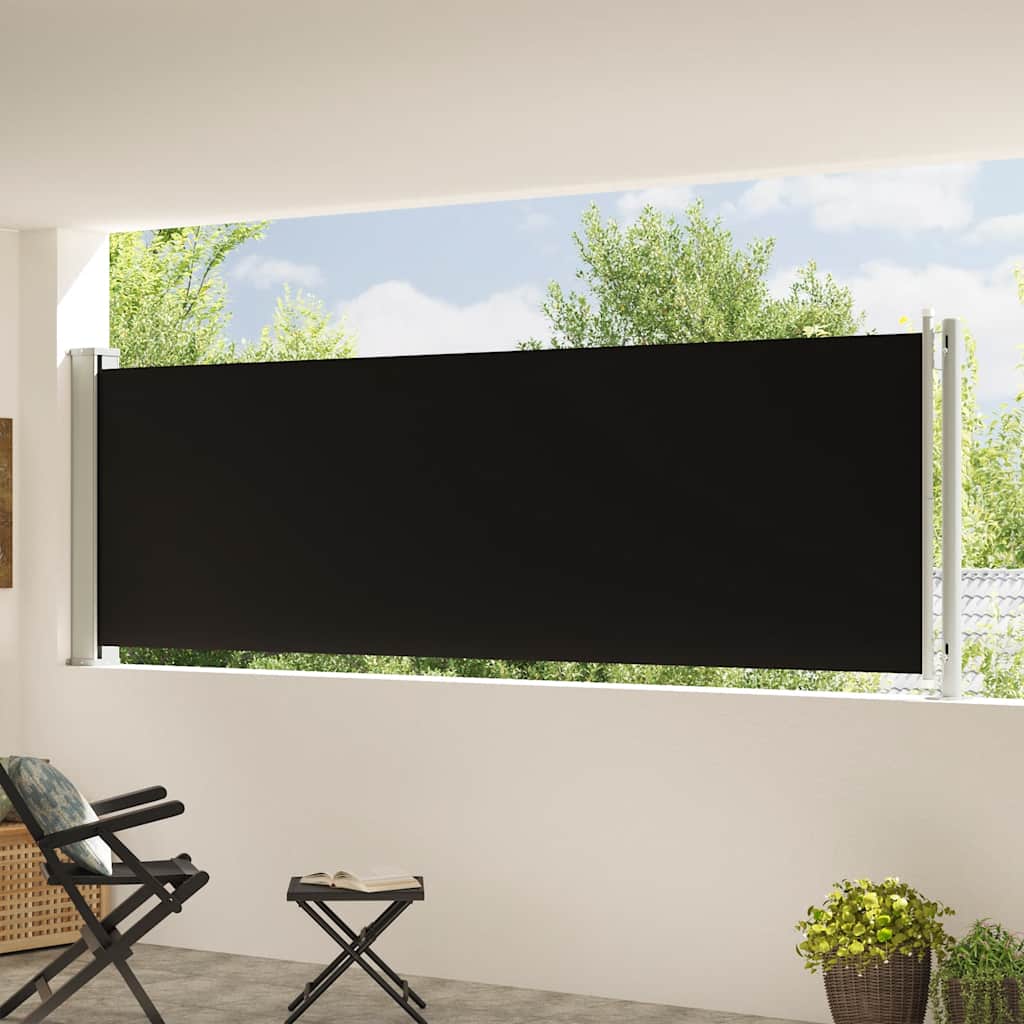 sammenrullelig sidemarkise til terrassen 117x614 cm sort