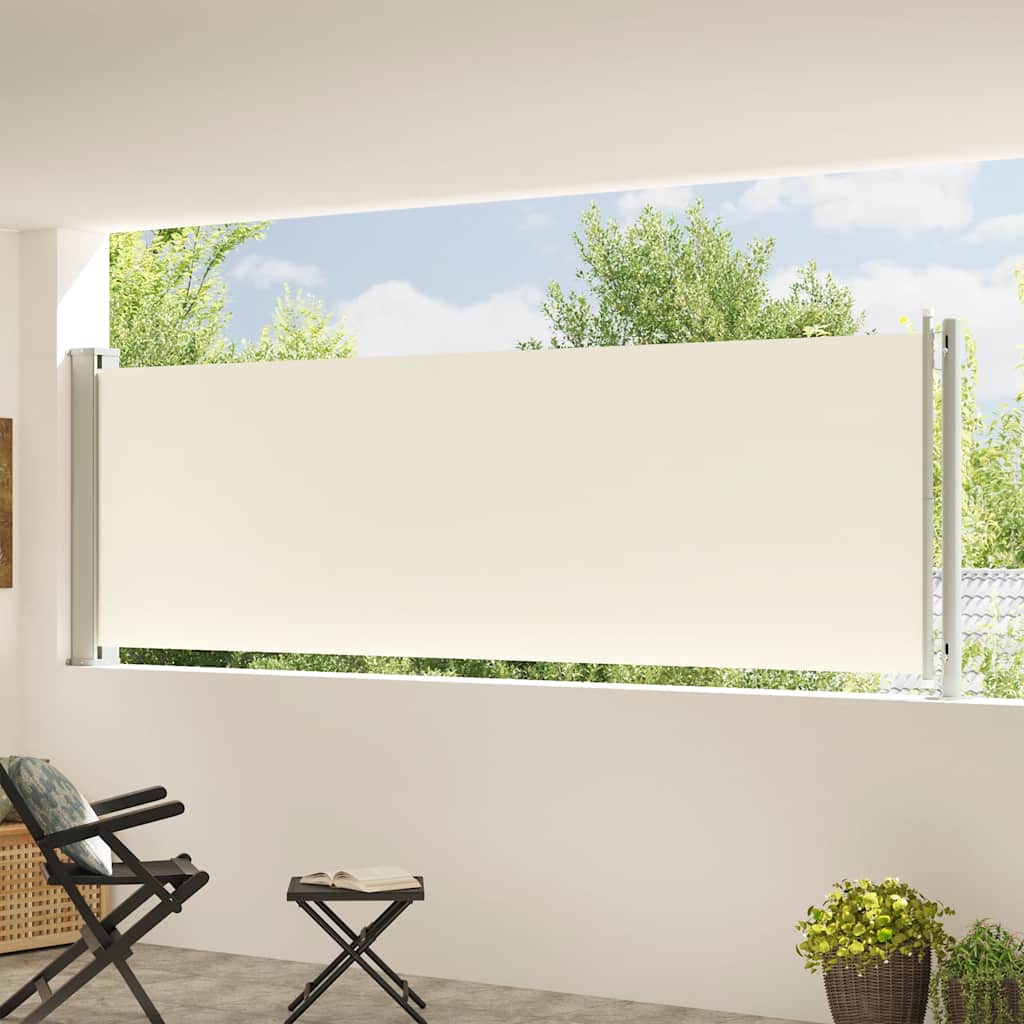 sammenrullelig sidemarkise til terrassen 117x614 cm cremefarvet