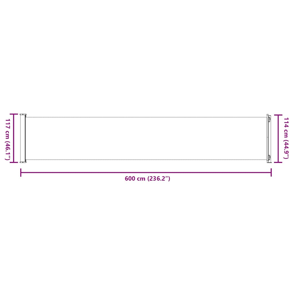 sammenrullelig sidemarkise til terrassen 117x614 cm cremefarvet