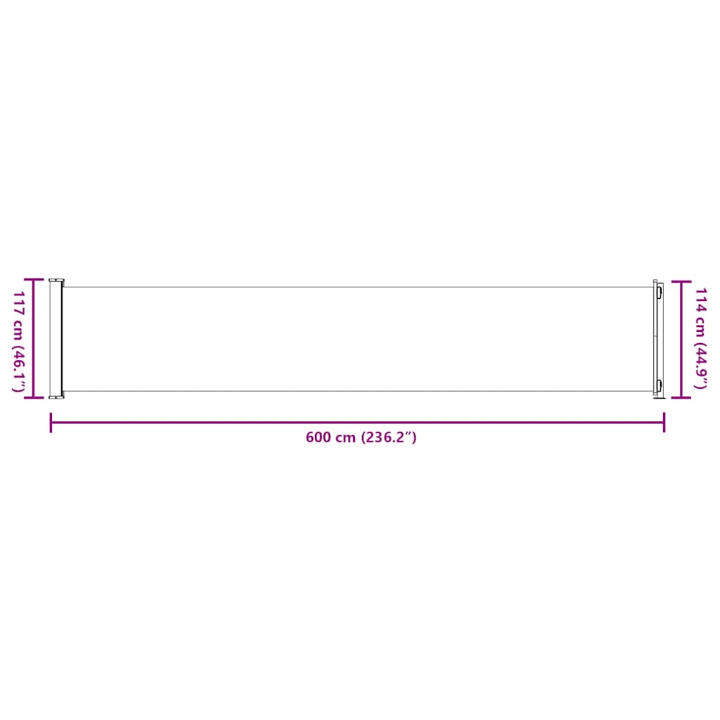 sammenrullelig sidemarkise til terrassen 117x614 cm grå