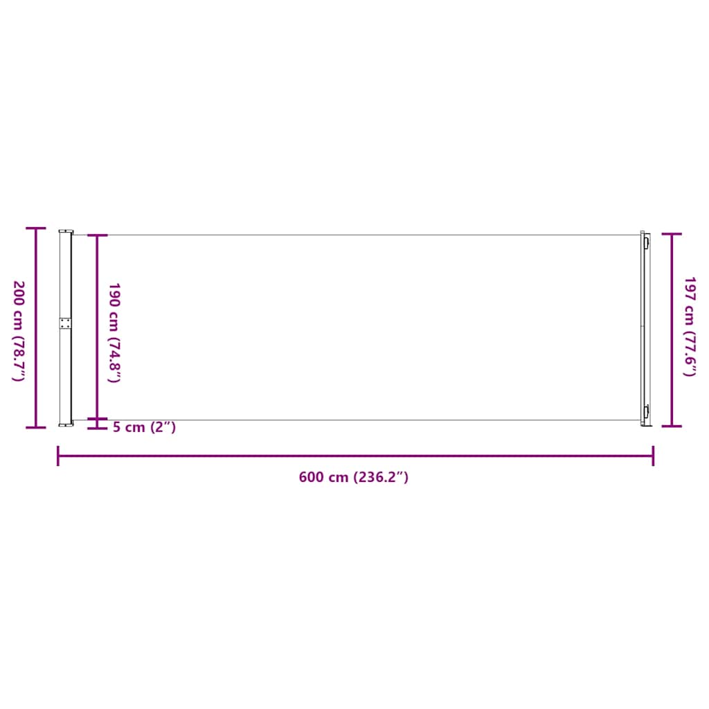 sammenrullelig sidemarkise til terrassen 200x614 cm cremefarvet