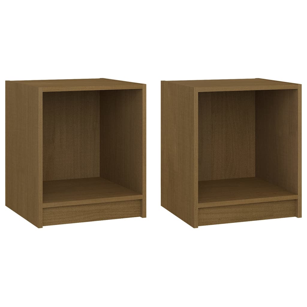 sengeborde 2 stk. 35,5x33,5x41,5 cm massivt fyrretræ brun