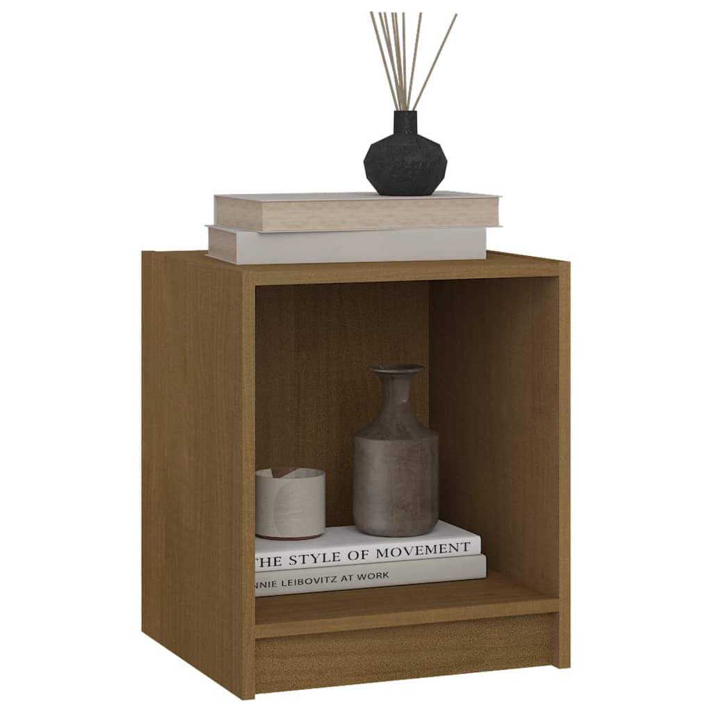 sengeborde 2 stk. 35,5x33,5x41,5 cm massivt fyrretræ brun