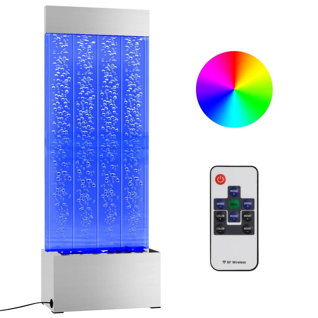 151400 vidaXL boblesøjle med RGB LED'er 110 cm rustfrit stål og akryl