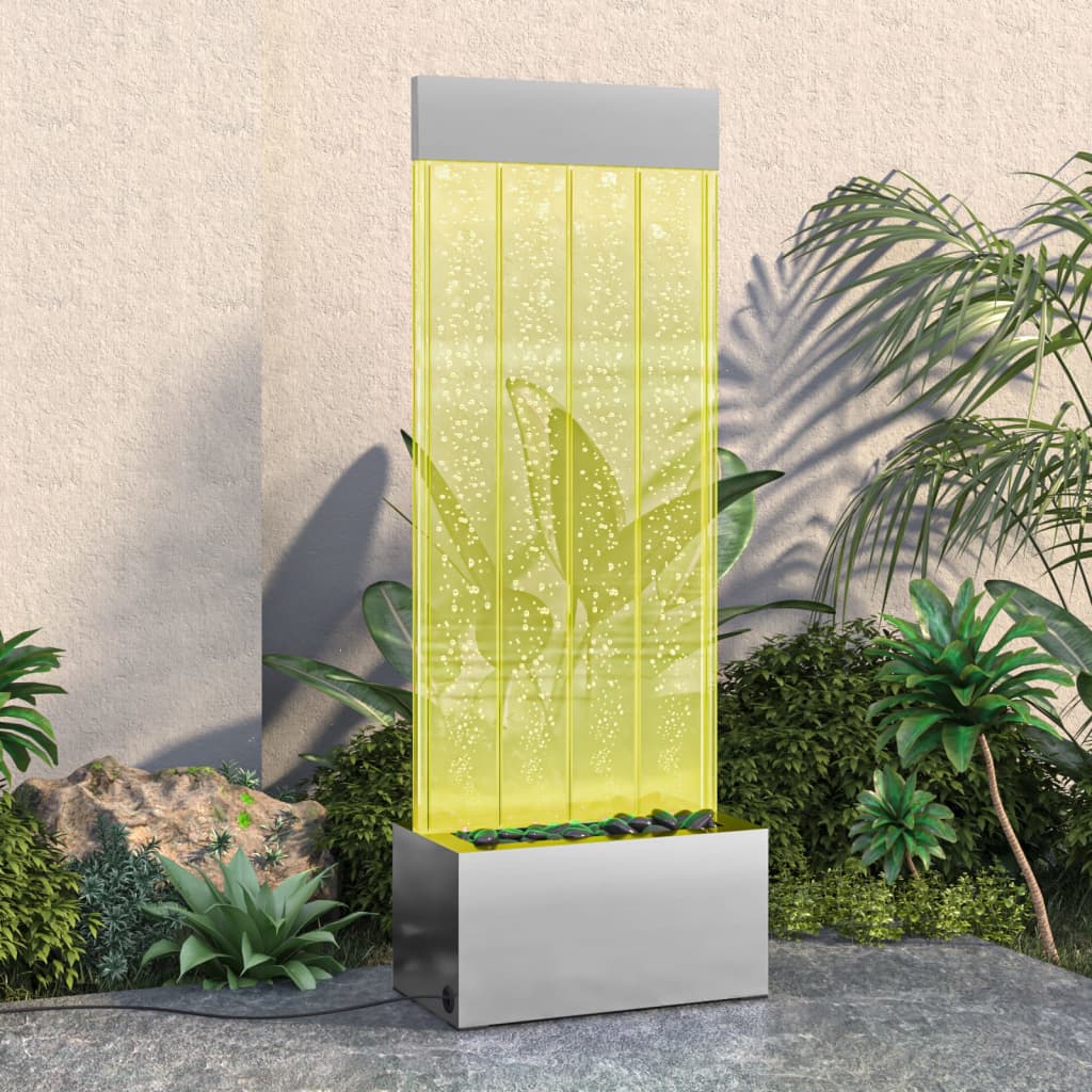 151400 vidaXL boblesøjle med RGB LED'er 110 cm rustfrit stål og akryl