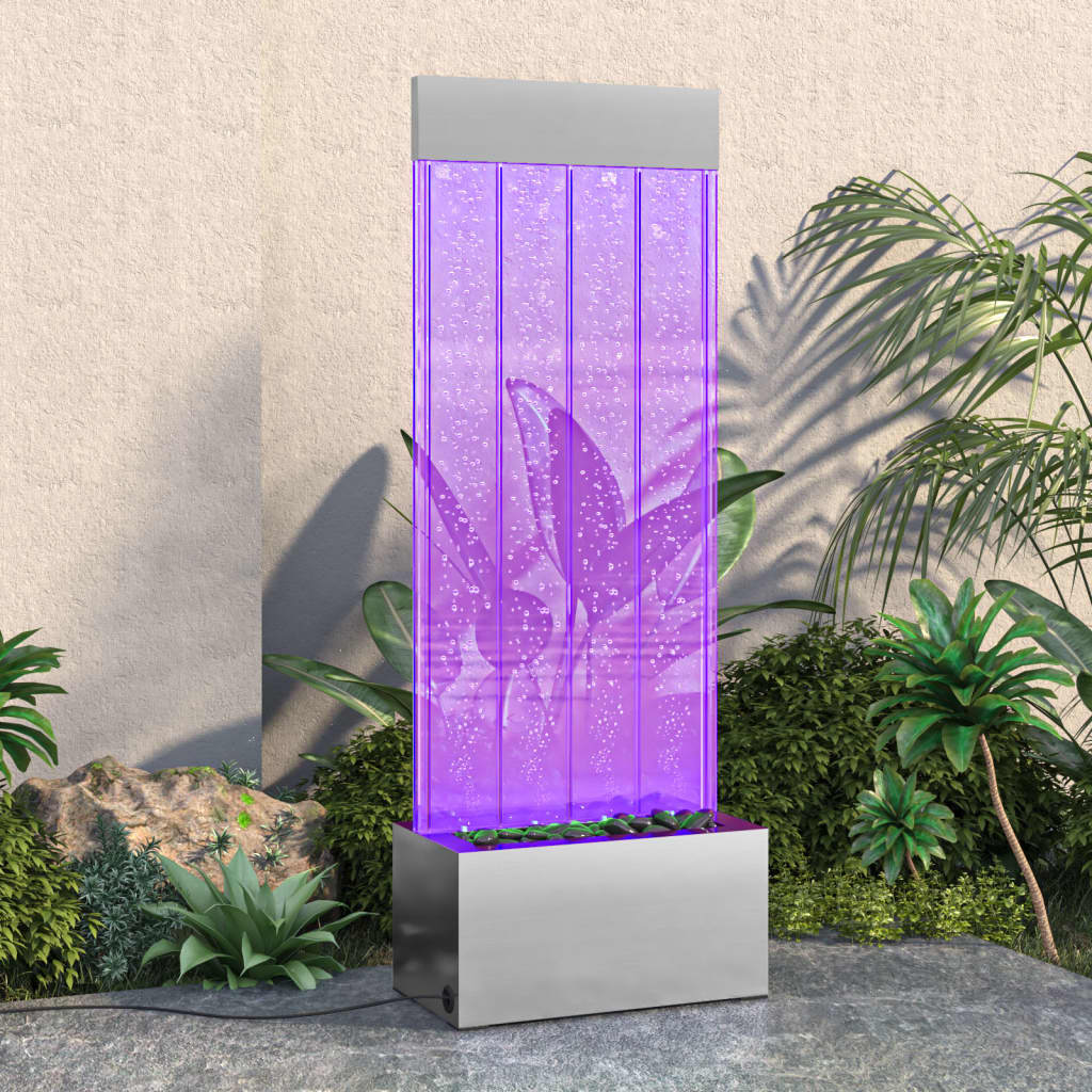 151400 vidaXL boblesøjle med RGB LED'er 110 cm rustfrit stål og akryl