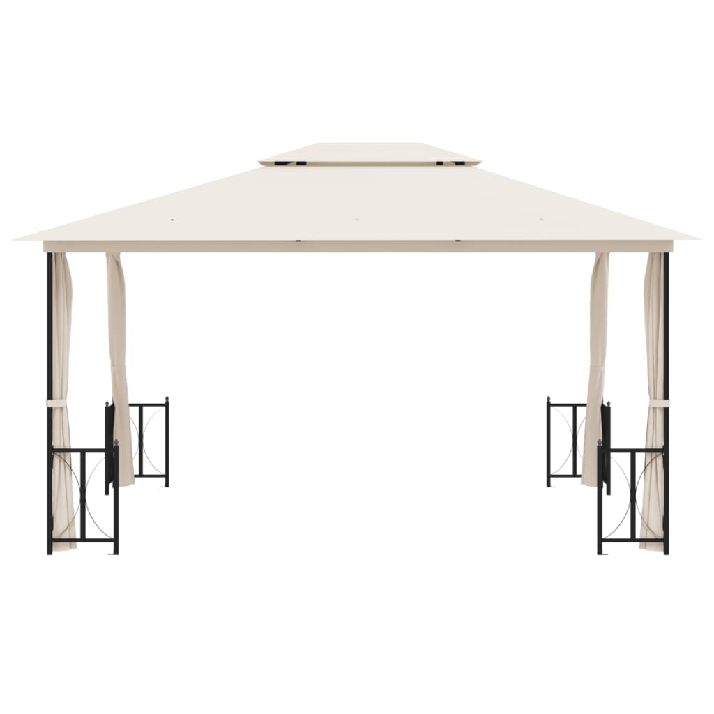 pavillon med sidevægge og dobbelttag 3x4 m cremefarvet