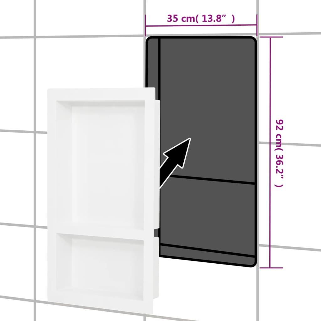 bruseniche med 2 rum 41x69x9 cm mat hvid