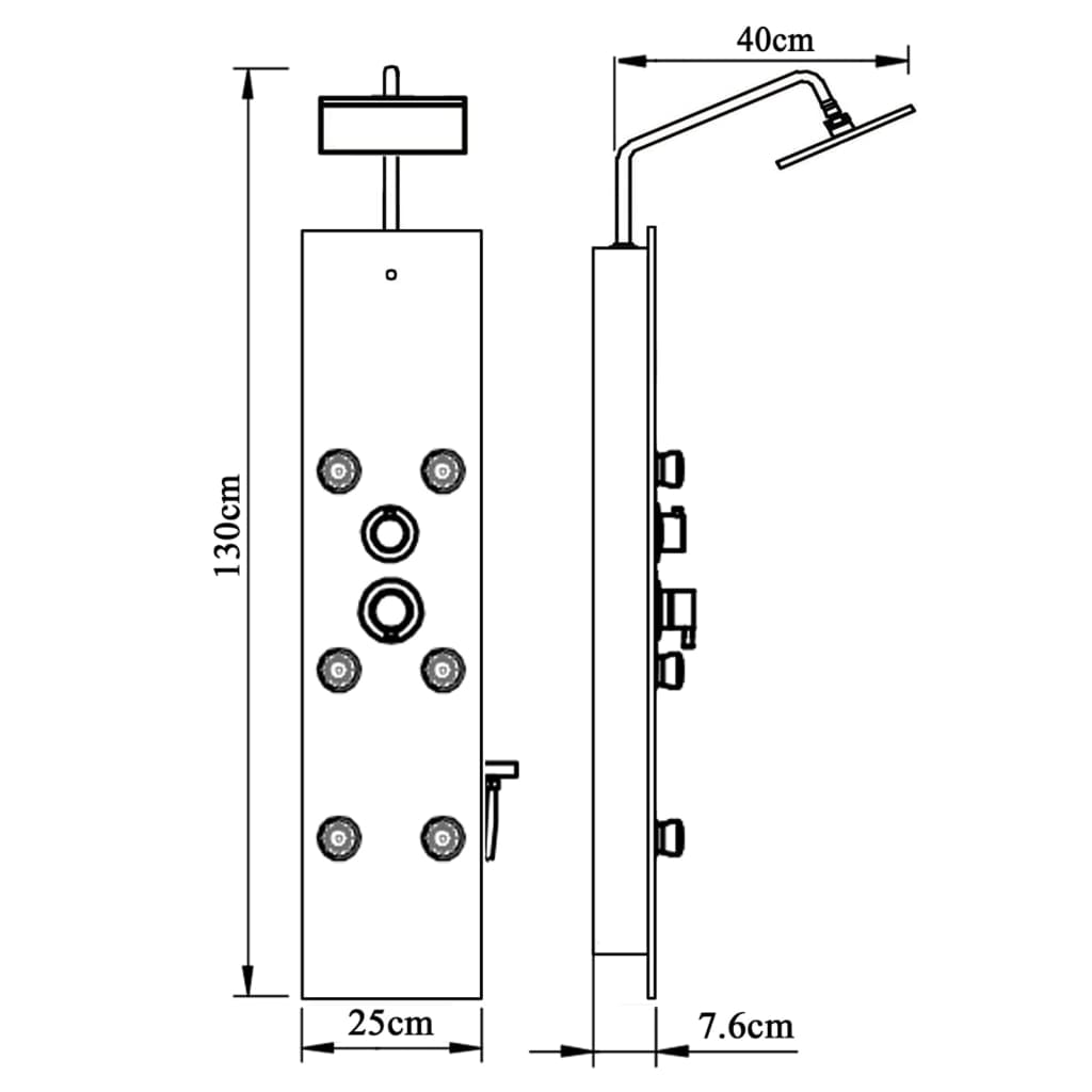 brusepanel 25x47,5x130 cm glas hvid
