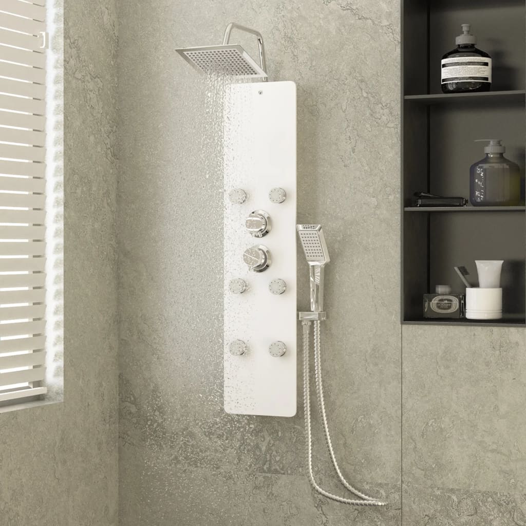 brusepanel 25x47,5x130 cm glas hvid