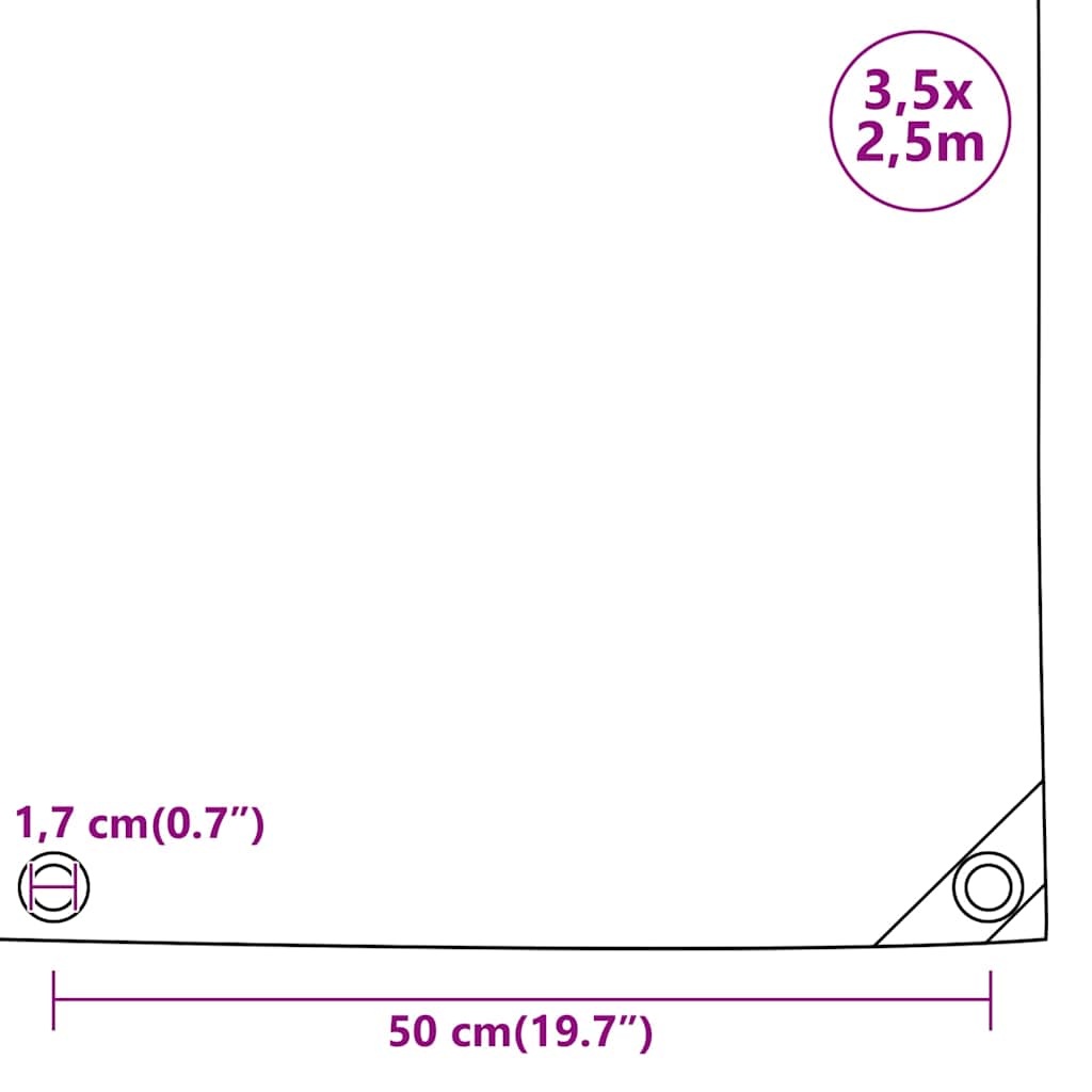 presenning 3,5x2,5 m 650 g/m² sort