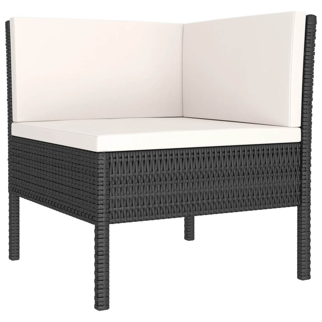 loungesæt til haven 5 dele med hynder polyrattan sort