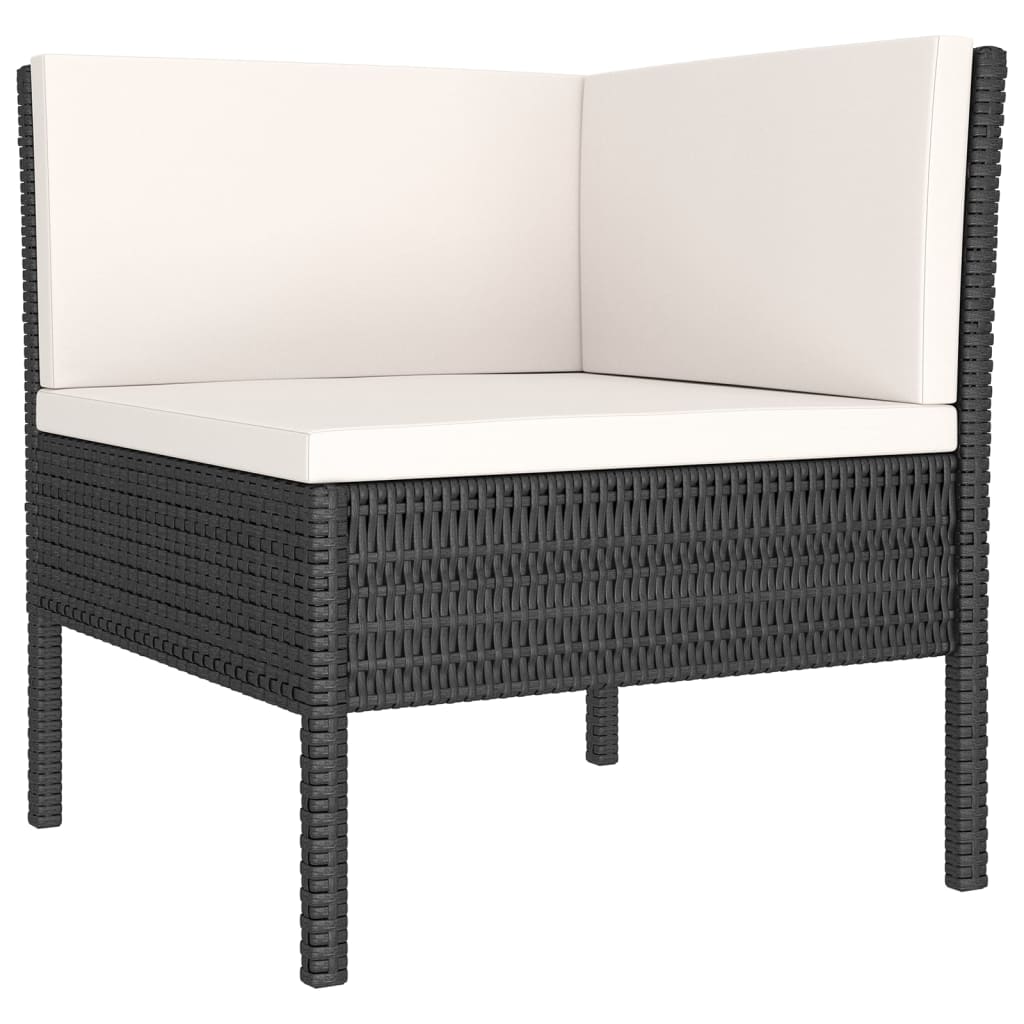 loungesæt til haven 8 dele med hynder polyrattan sort