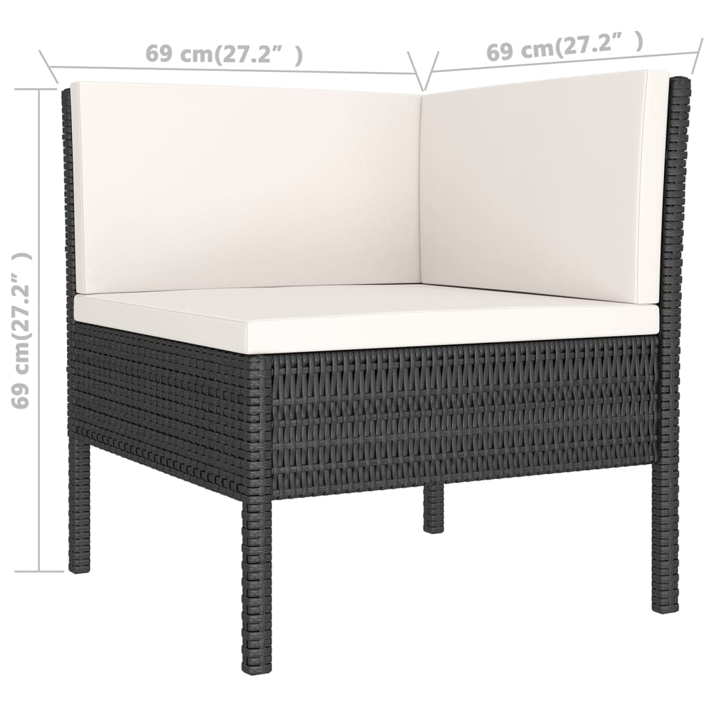 loungesæt til haven 8 dele med hynder polyrattan sort