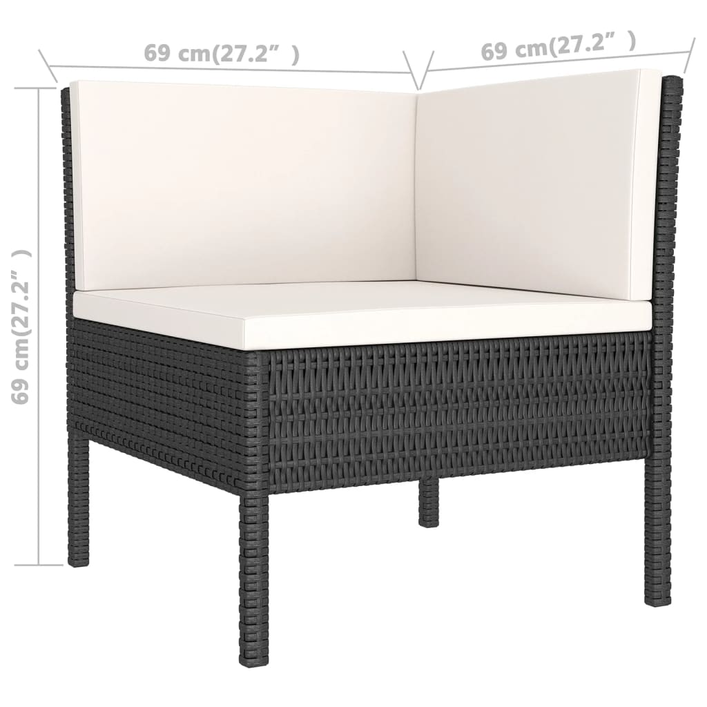 loungesæt til haven 9 dele med hynder polyrattan sort