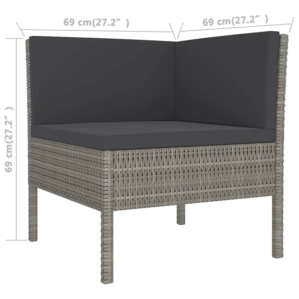 loungesæt til haven 11 dele med hynder polyrattan grå