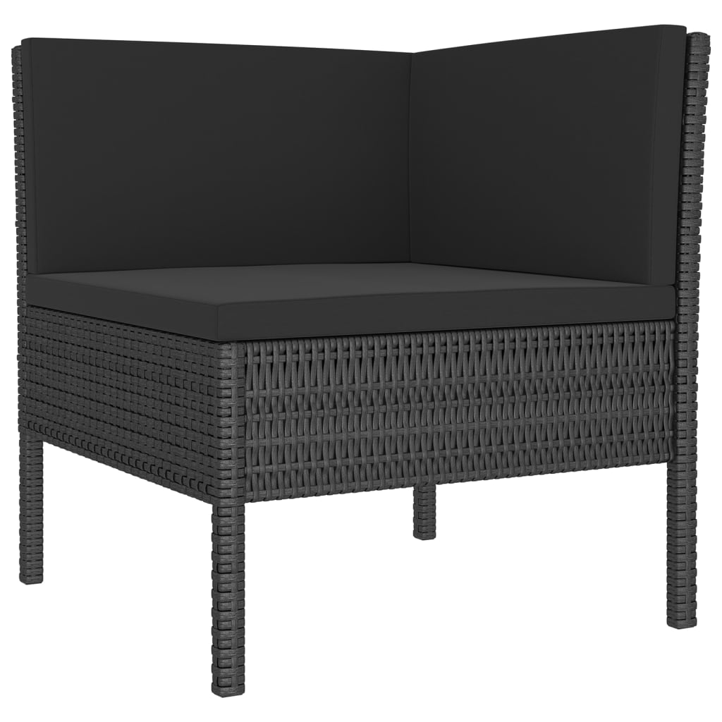 loungesæt til haven 8 dele med hynder polyrattan sort