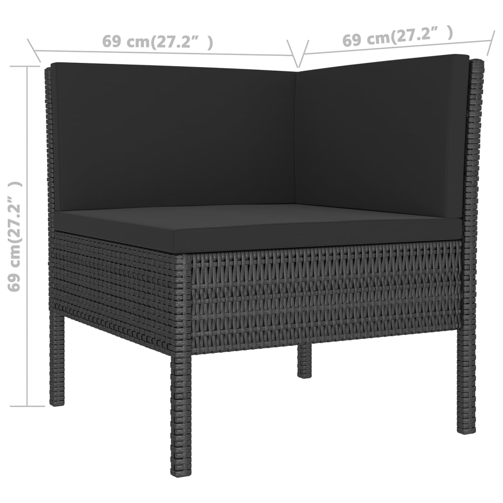 loungesæt til haven 8 dele med hynder polyrattan sort