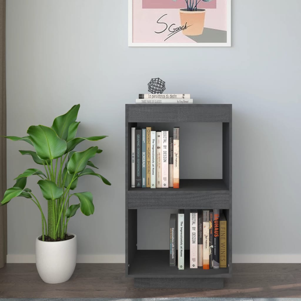 bogreol 40x35x71 cm massivt fyrretræ grå