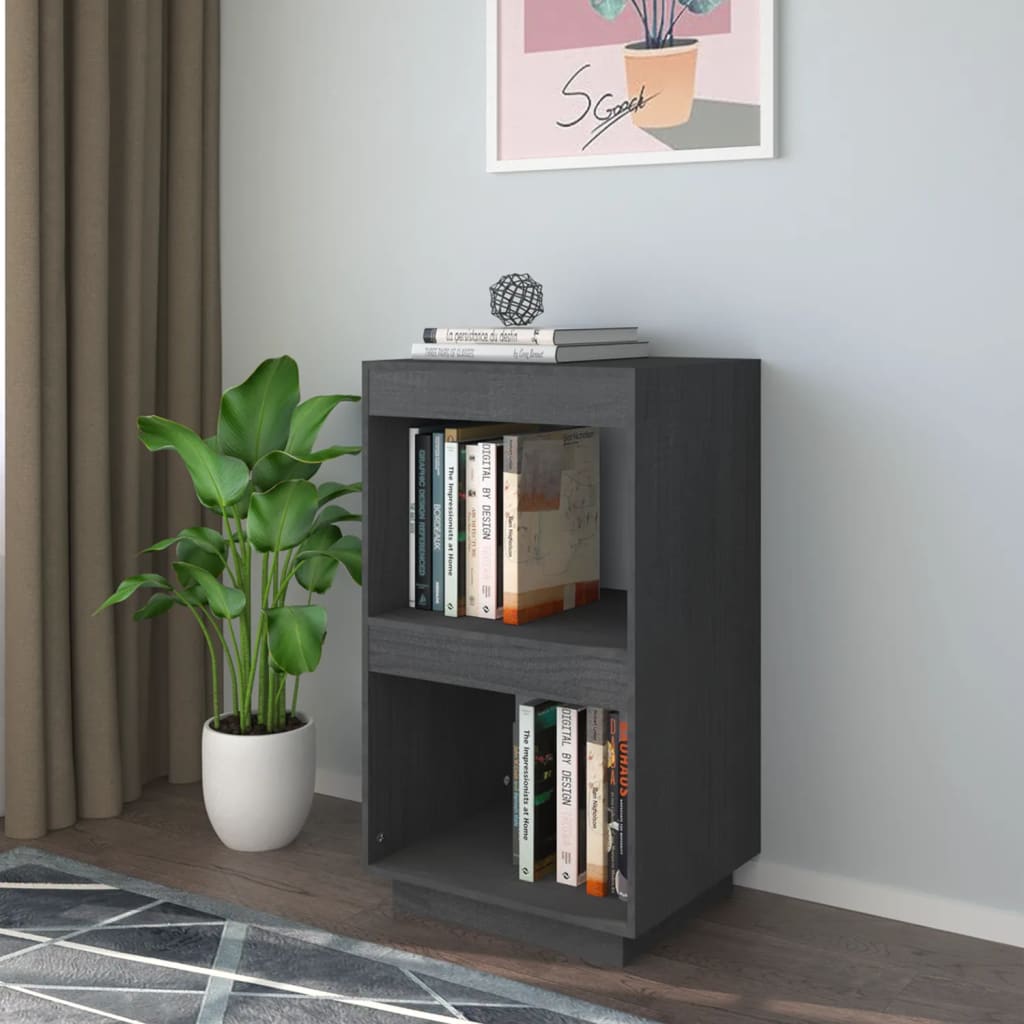 bogreol 40x35x71 cm massivt fyrretræ grå
